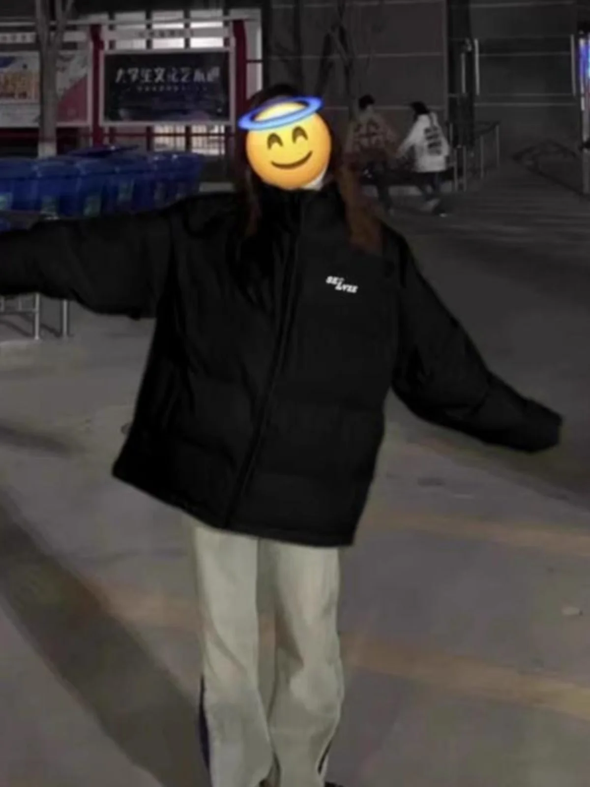 Женское черное пальто с хлопковой подкладкой и воротником-стойкой Осень-зима