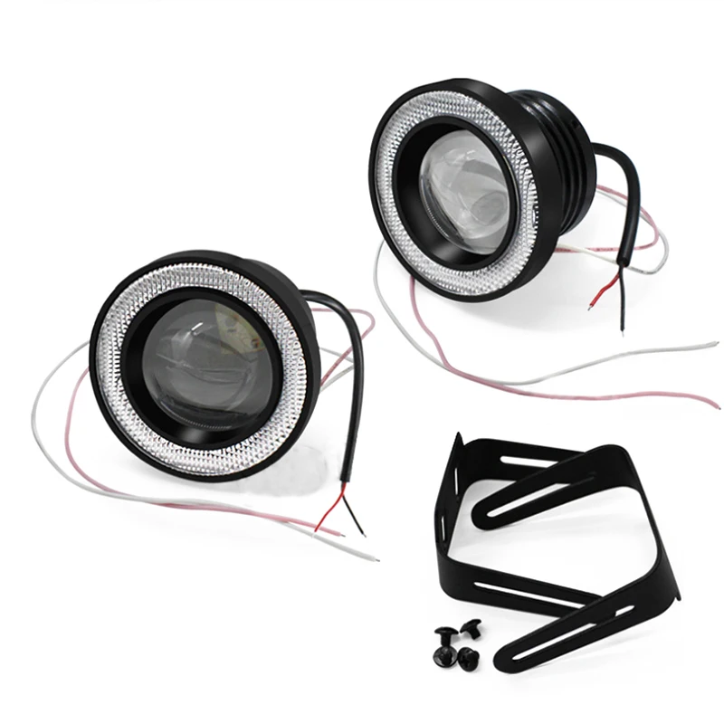 

2x3 дюйма 12 в передний бампер автомобиля белые глаза ангела гало Противотуманные фары Лампа проектор DRL COB светодиодный ные лампы