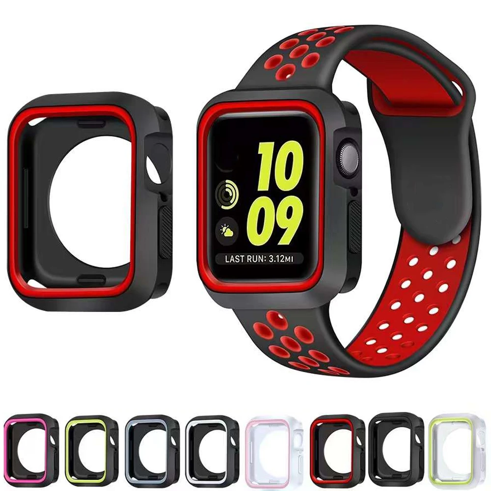 

Soft cover For Apple Watch case 44mm 40mm 42mm 38mm protective silicone protector shell iWatch series 7 SE 6 5 4 3 45mm 41mm