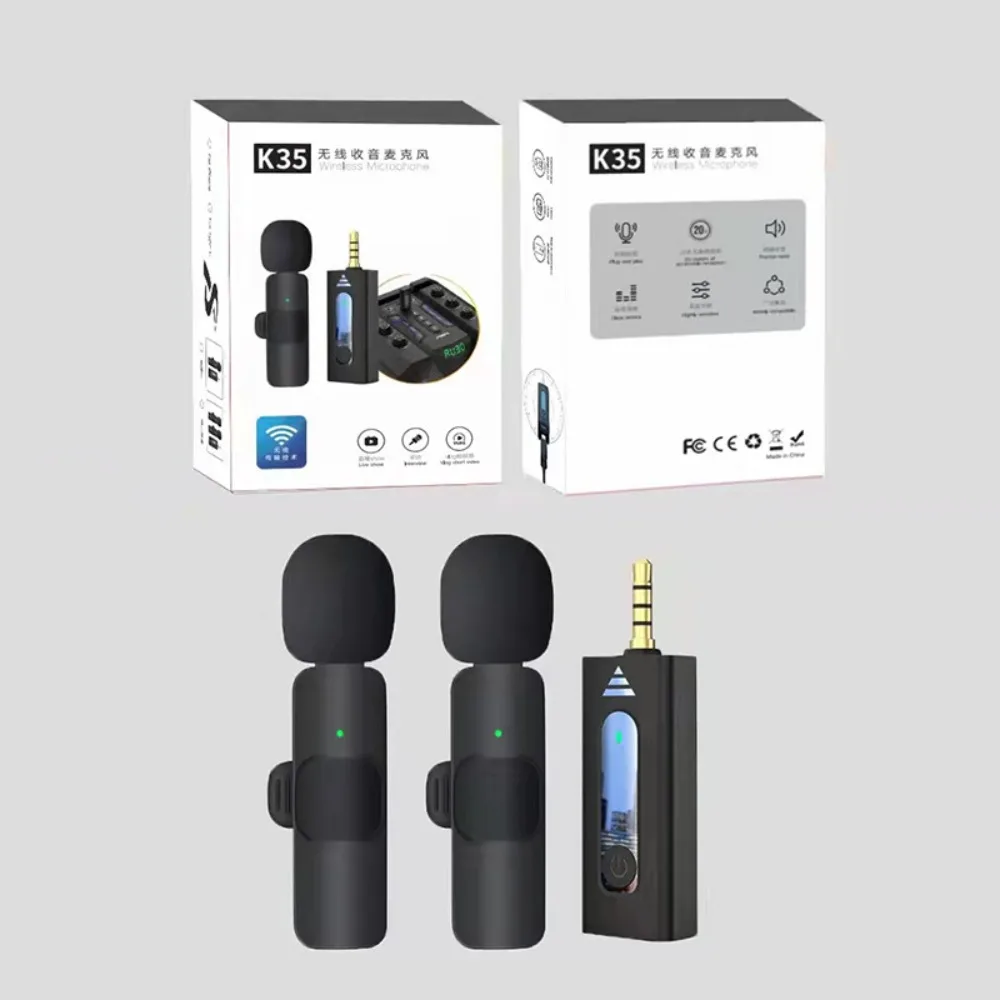 Всенаправленный петличный микрофон K35 Bluetooth 5.3 беспроводной с шумоподавлением 3 5