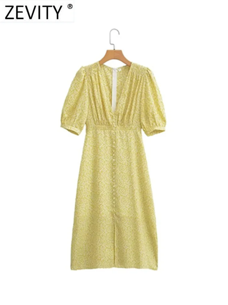 

Zevity женское праздничное платье миди во французском стиле с цветочным принтом и пряжкой, женское шикарное платье с пышными рукавами и кружев...