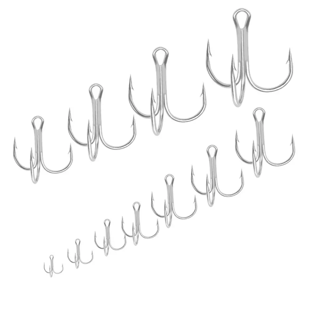 

10Pcs Ahite Nickel Super Sharp Fishhooks Treble Fishing Hooks High Carbon Steel Matte Tin Hooks Fishing Tackle