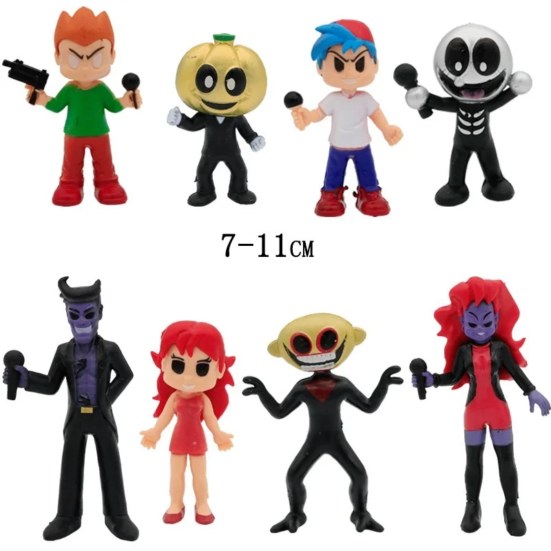 

8pcs/set Friday Night Funkin Action Figure Toys PVC Skid Pump Friday Whitty Boyfriend Dolls Children Birthday Model Gift