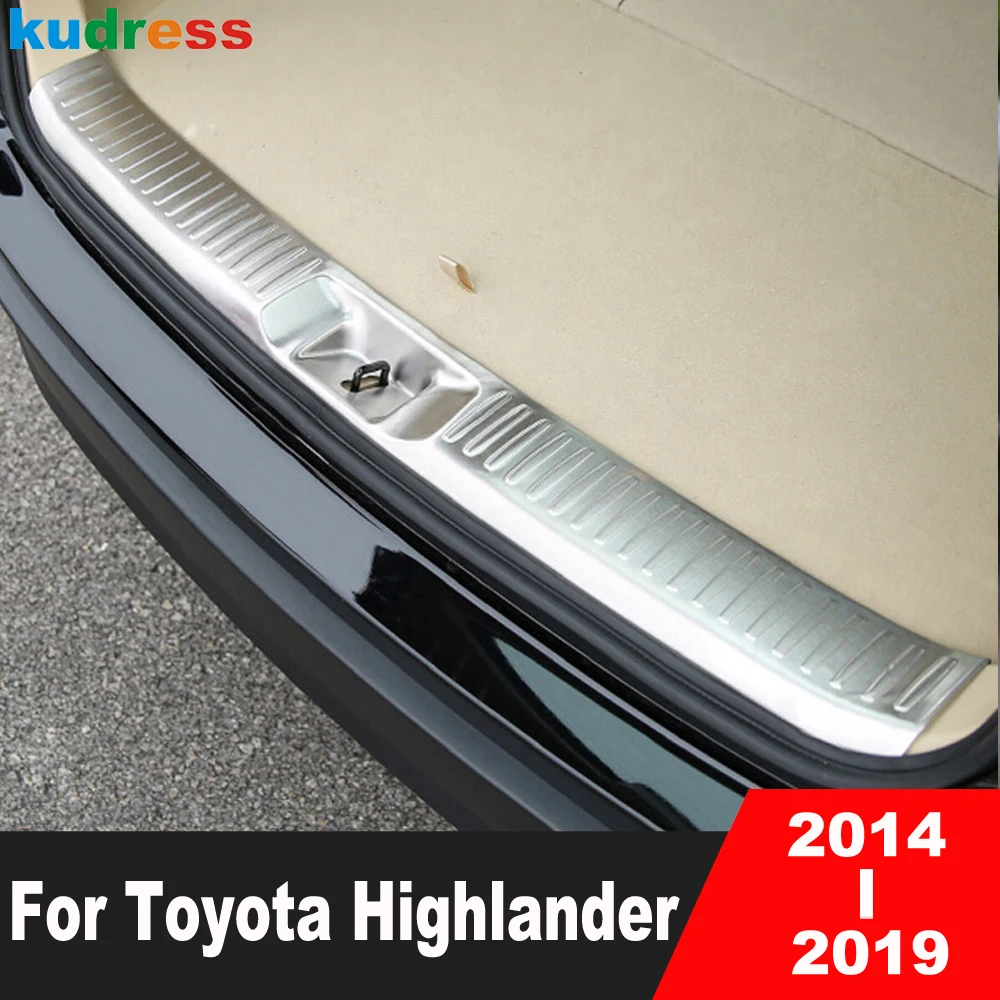 

Rear Trunk Bumper Cover Trim For Toyota Highlander 2014-2016 2017 2018 2019 Stainless Tailgate Door Sill Plate Car Accessories