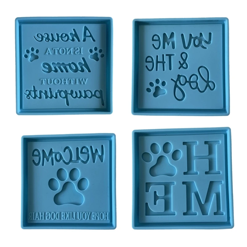 

Paw Print Coaster Epoxy Resin Mold Cup Mat Silicone Mould DIY Crafts Tools Cups Mats Making for Dog Home Decoration Blue