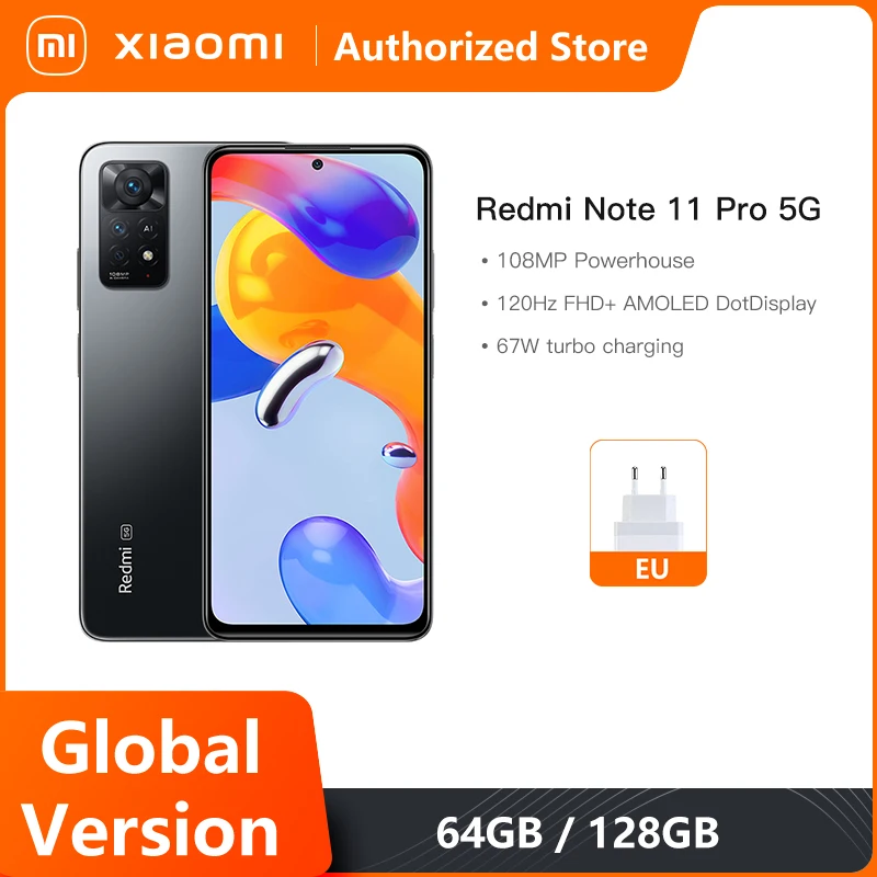 

Смартфон Xiaomi Redmi Note 11 Pro, телефон с экраном 695 дюйма, 6 Гб/64 ГБ, камера 120 МП, процессор Snapdragon, Гц
