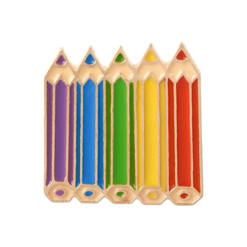 

Cartoon Color Brush Color Pencil Pins Backpack Clothing Accessories Alloy Enamel Lapel Pins Brooches Badge