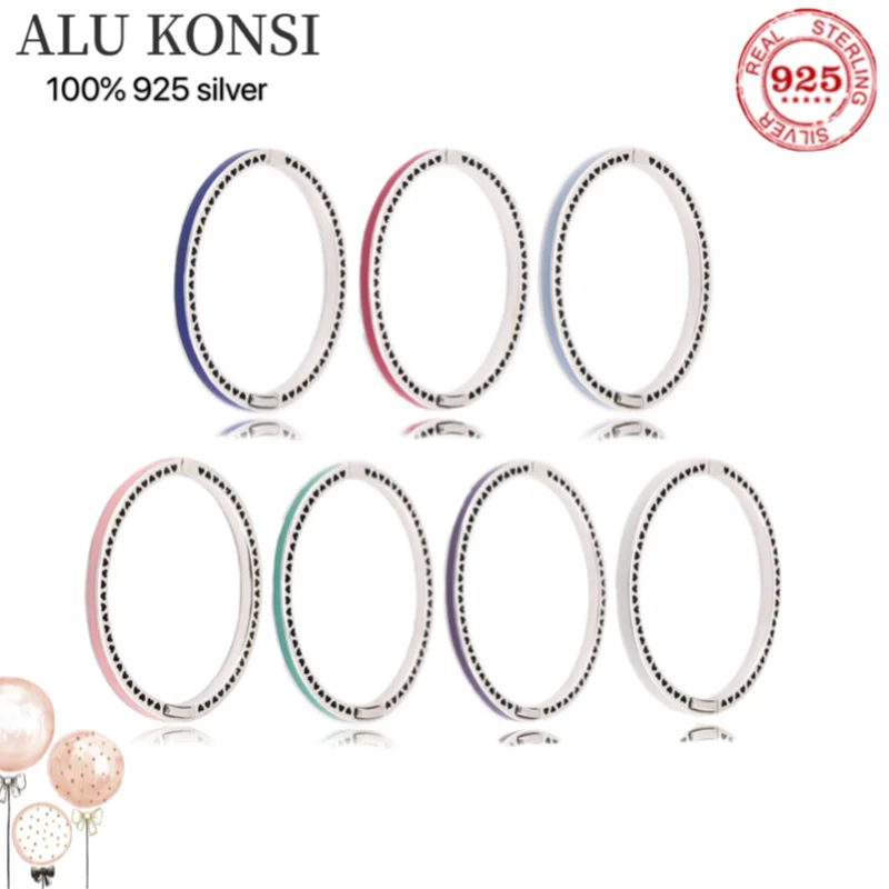 

Original Multicolor Radiant Hearts Bangle Fit Pan 100%925 Sterling Silver Bracelet Bead Charm Diy For Women Jewelry