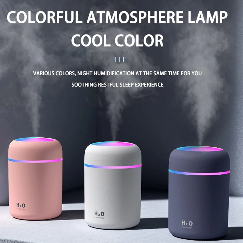 

Portable 300ml Electric Air Humidifier Aroma Oil Diffuser USB Cool Mist Sprayer with Colorful Night Light For Office And Car