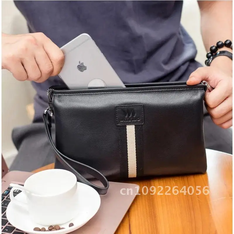 SENOFAN Мужские клатчи из 100% натуральной кожи двухслойная большая сумка-конверт на