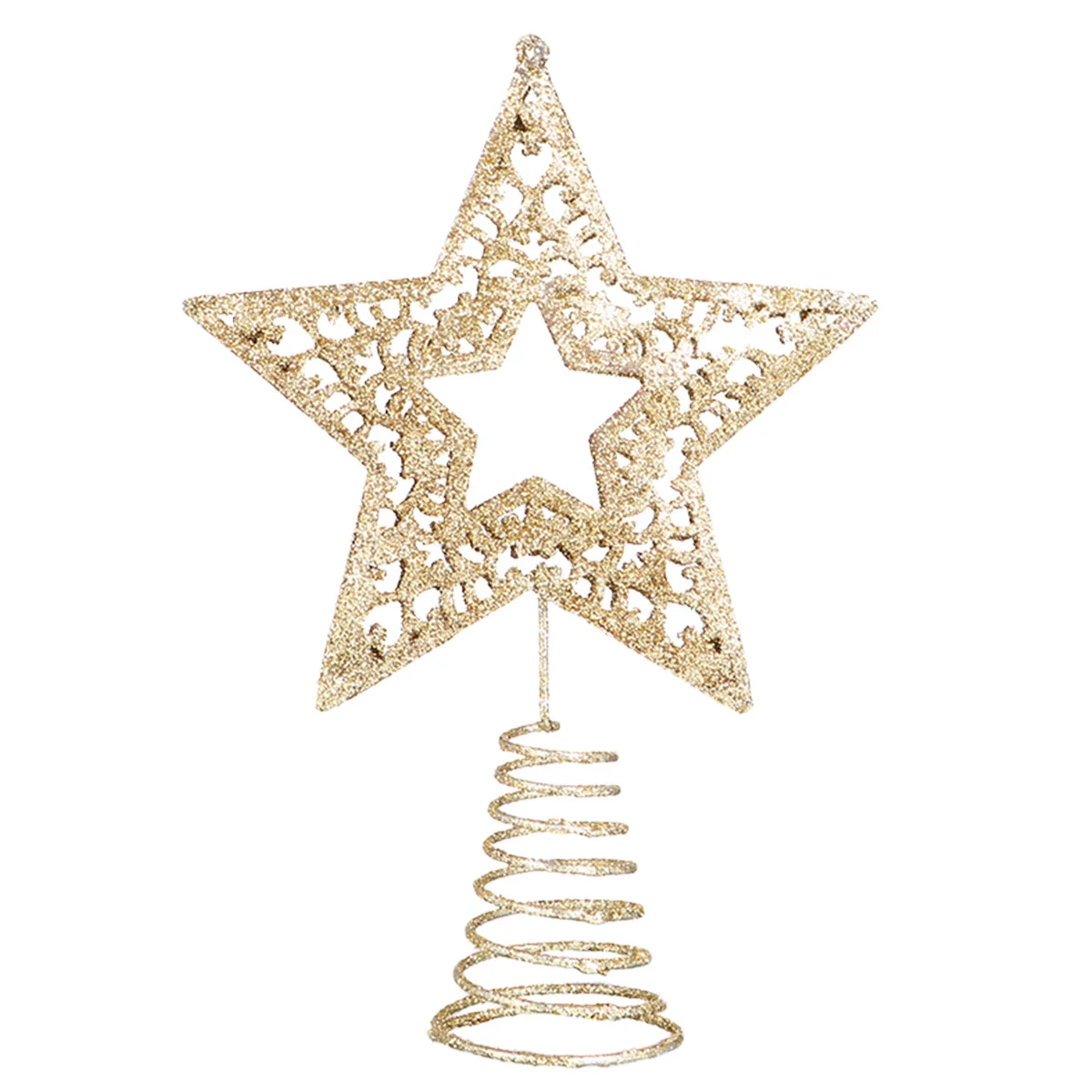 

Christmas Tree Toppers Glitter Star Treetop Christmas Tree Wire Star Topper Ornaments Home Festival Decoration ( Golden )