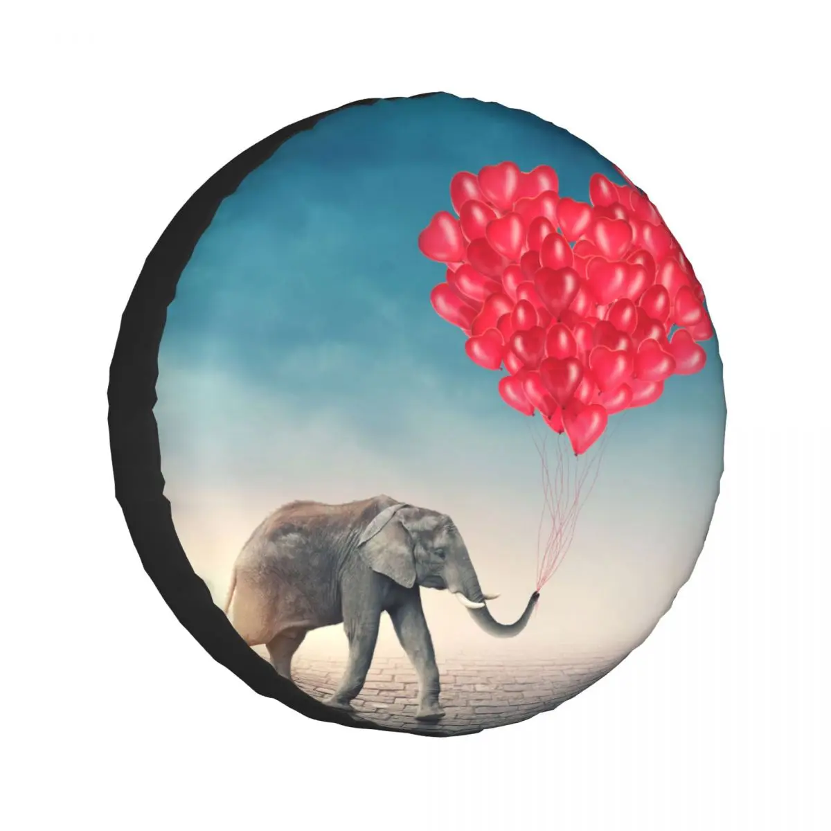 

Spare Wheel Tire Cover Case Pouch Protector Elephant Flying With Balloons In The Sky Car Tyres for Jeep Hummer 14 /15/16/17 Inch