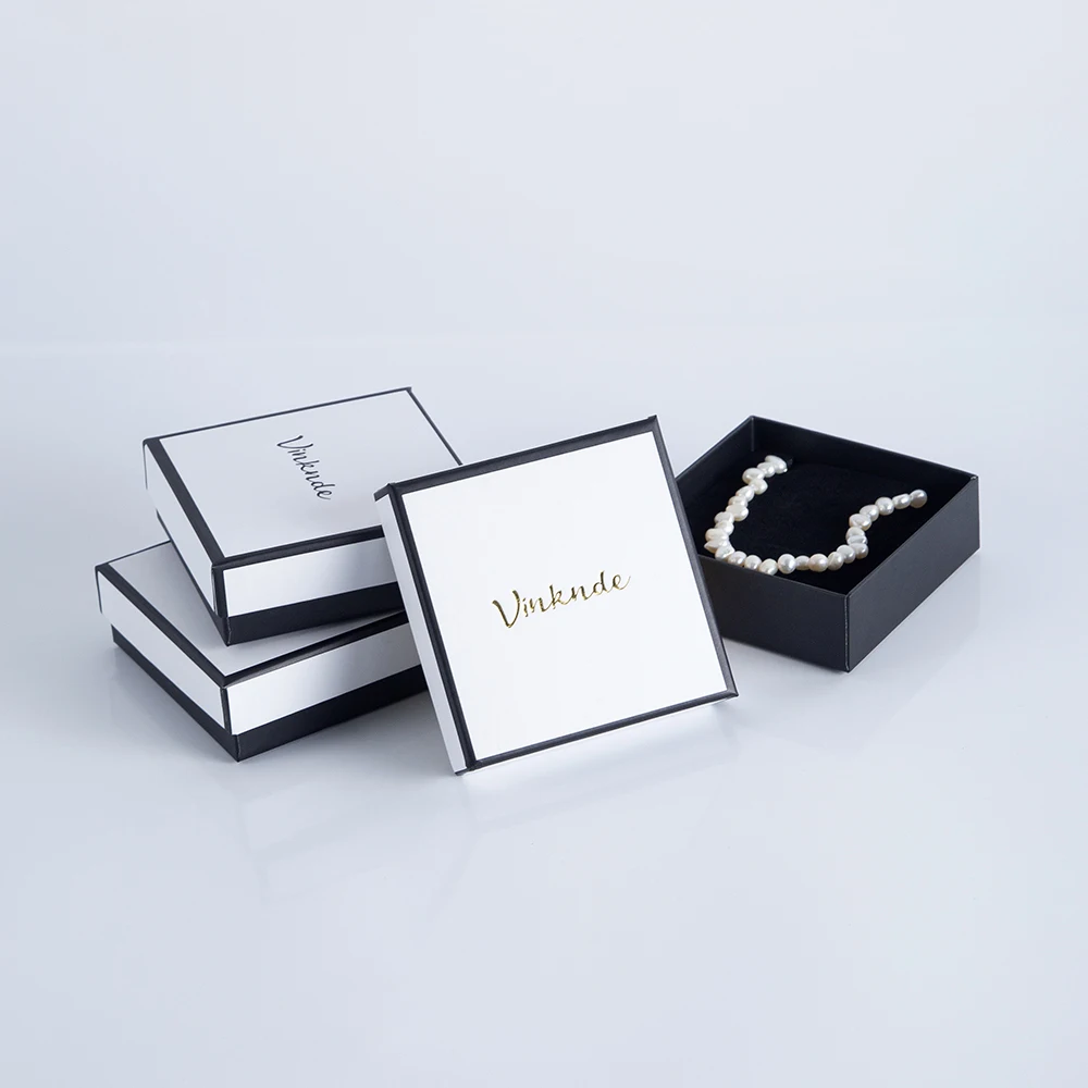 Black White Kraft Paper Display Gift Boxes Engagement Ring For Earring Necklace Bracelet