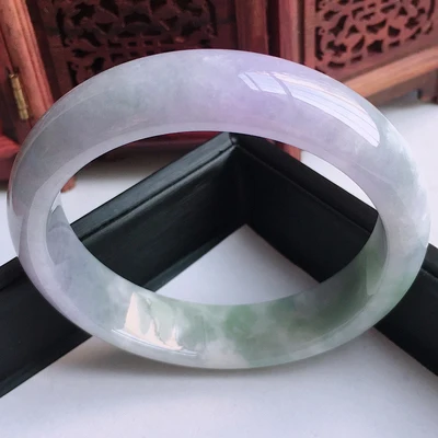 

Natural Burmese Light Flower Jadeite 54mm-64mm Bracelet Elegant Princess Jewelry Best Mother for Girlfriend