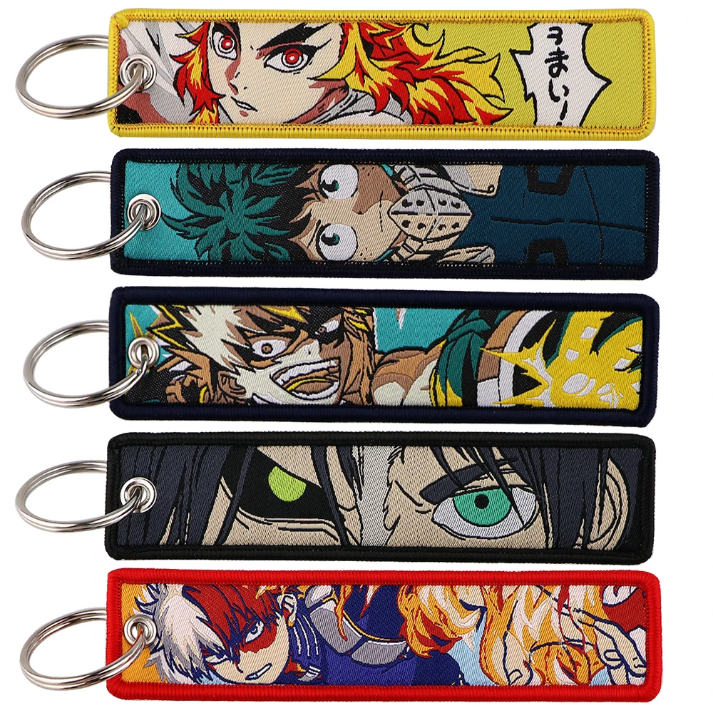 

My Hero Academia Anime Embroidered Keys Tag Anime Jet Tag Keychains for Cars Backpack Fashion Key Ring Gifts Accessories