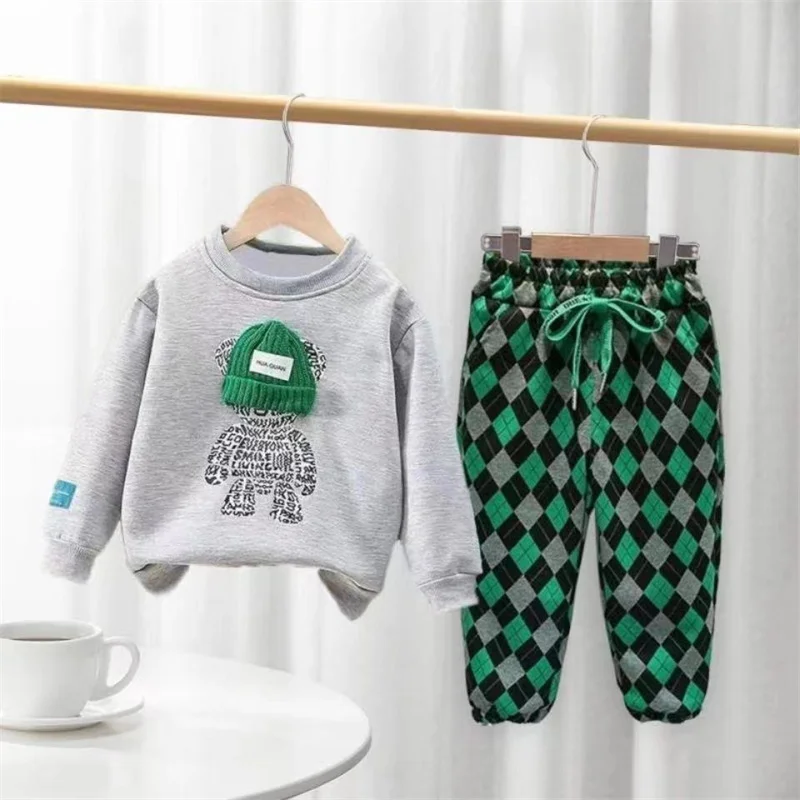 

Boys Suit Sweatshirts +Pants Cotton 2Pcs/Sets 2022 Sweet Spring Autumn Thicken Teenager Kid Outdoor Plus Size Children Clothing