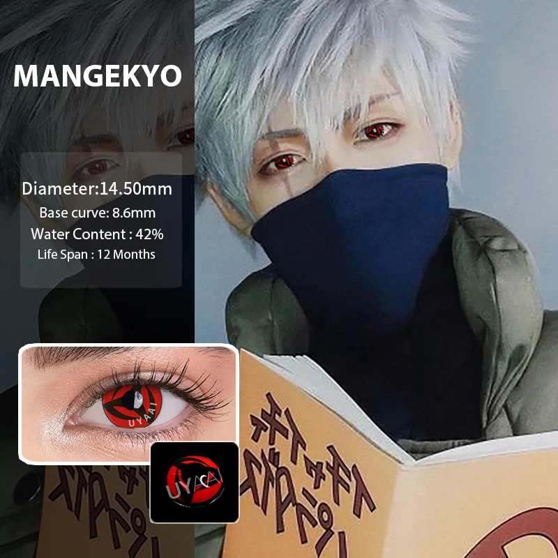 uyaai 2pcspair color contact lenses sharingan contact lense anime cosplay for uchiha hatake sasuke kakashi colored contact lens free global shipping