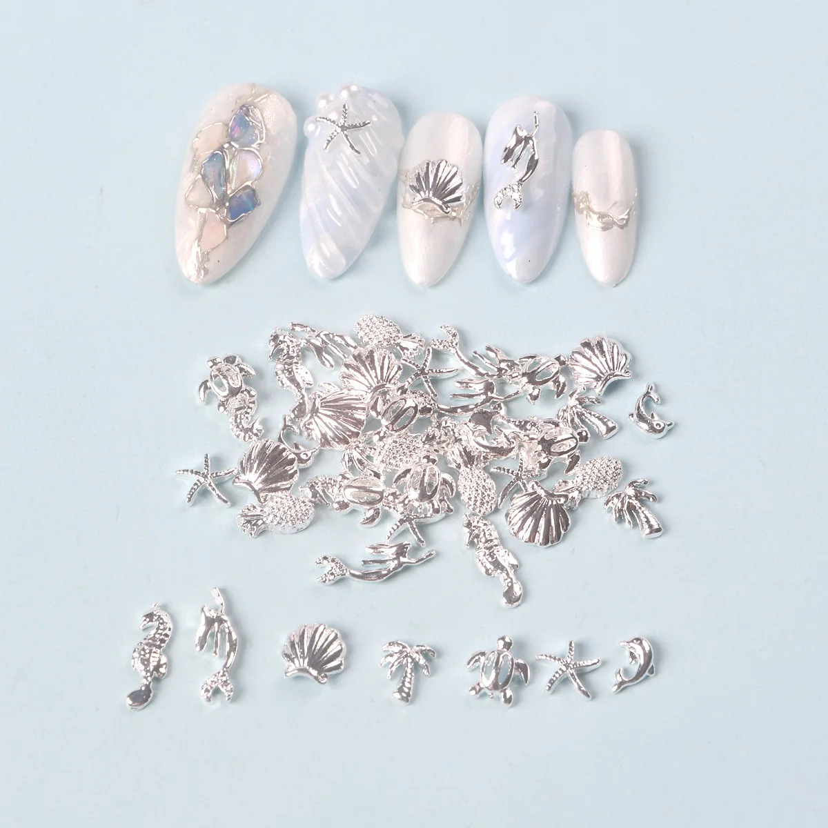 TSZS искусственная морская звезда коралл 50 шт. серебряные металлические 3D подвески