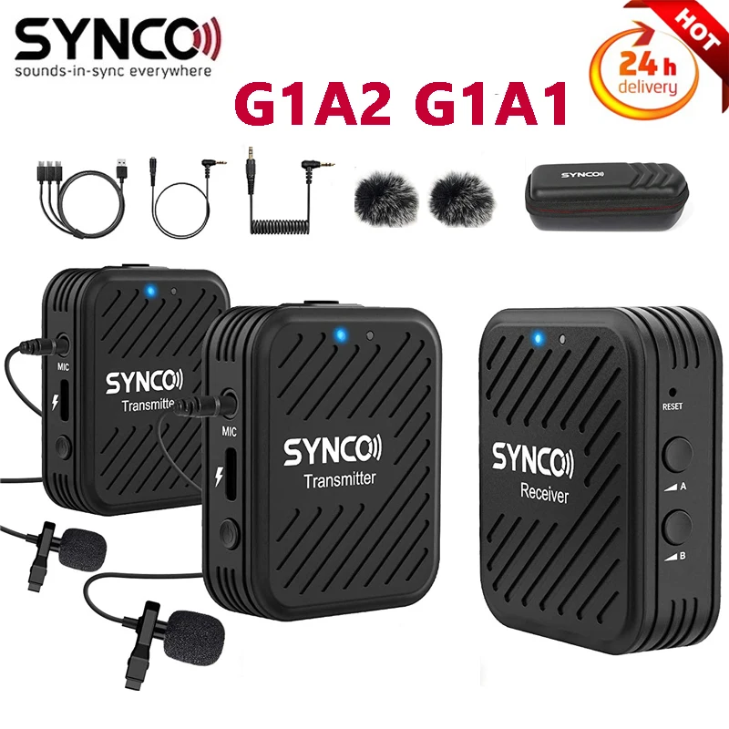 SYNCO G1A2 G1A1 2.4GHz Wireless Lavalier Microphone System for Smartphone Laptop DSLR Tablet Camcorder Recorder Home Studio