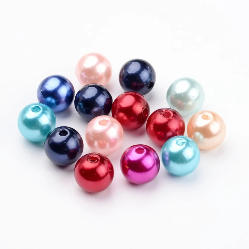 

100pcs 6/8mm ABS Imitation Pearl Acrylic Round Shape Ball Jewelry Making DIY Loose Ball Bead Yellow White Color