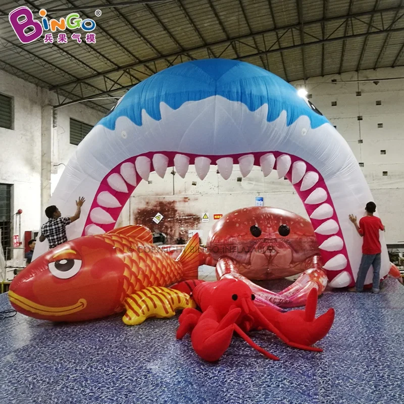 Гигантский надувной арка в виде акулы большой воздушный шар с изображением рыбы