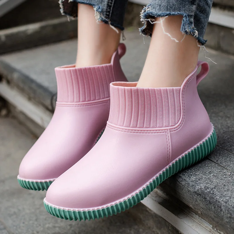 Waterproof Rain Boots for Women Galoshes Fashion Ladies Shoe Walking Non-slip Ankle Rainboots Female Home Garden Work Short Boot