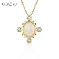 sterling silver 925 opal shiny geometric pendant necklace for women 2022 trendy wedding party jewelry gift