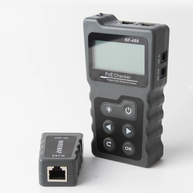 

LCD Network Cable Tester Lan Test PoE Checker NF-488 Inline PoE Voltage Current Tester With Cable Tracker the Ethernet