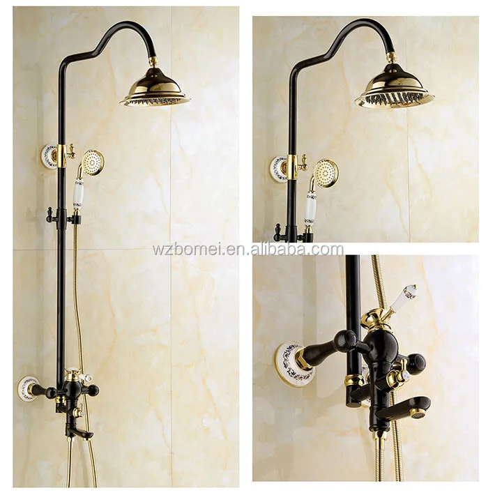 

FLG new arrival black & gold painting bath & shower faucet set