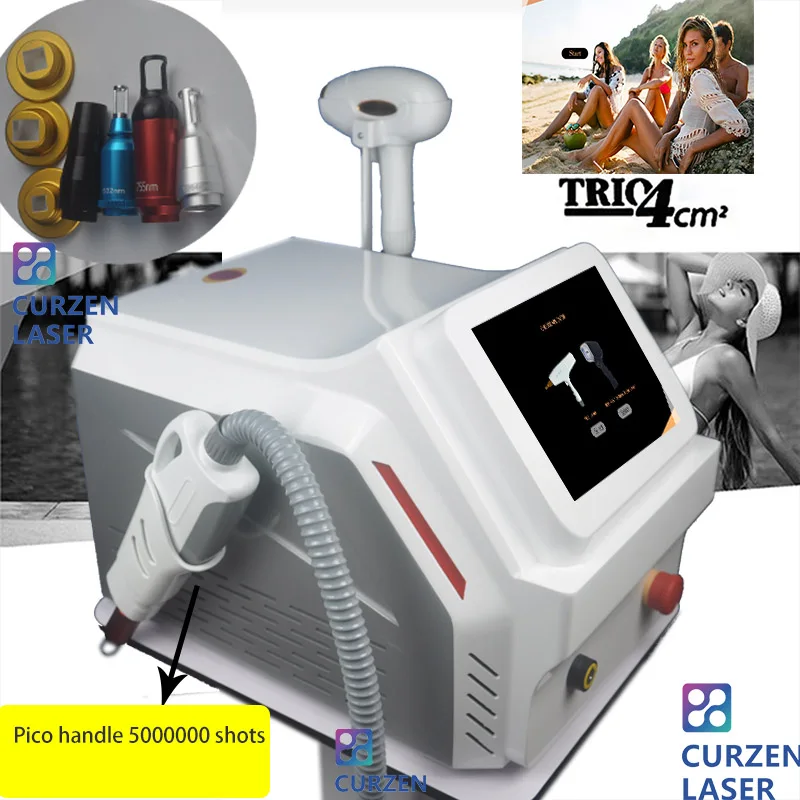 Big promotion Two handles 755 808 1064 2 in 1 diode laser hair removal machine for dark skin nd yag tattoo |