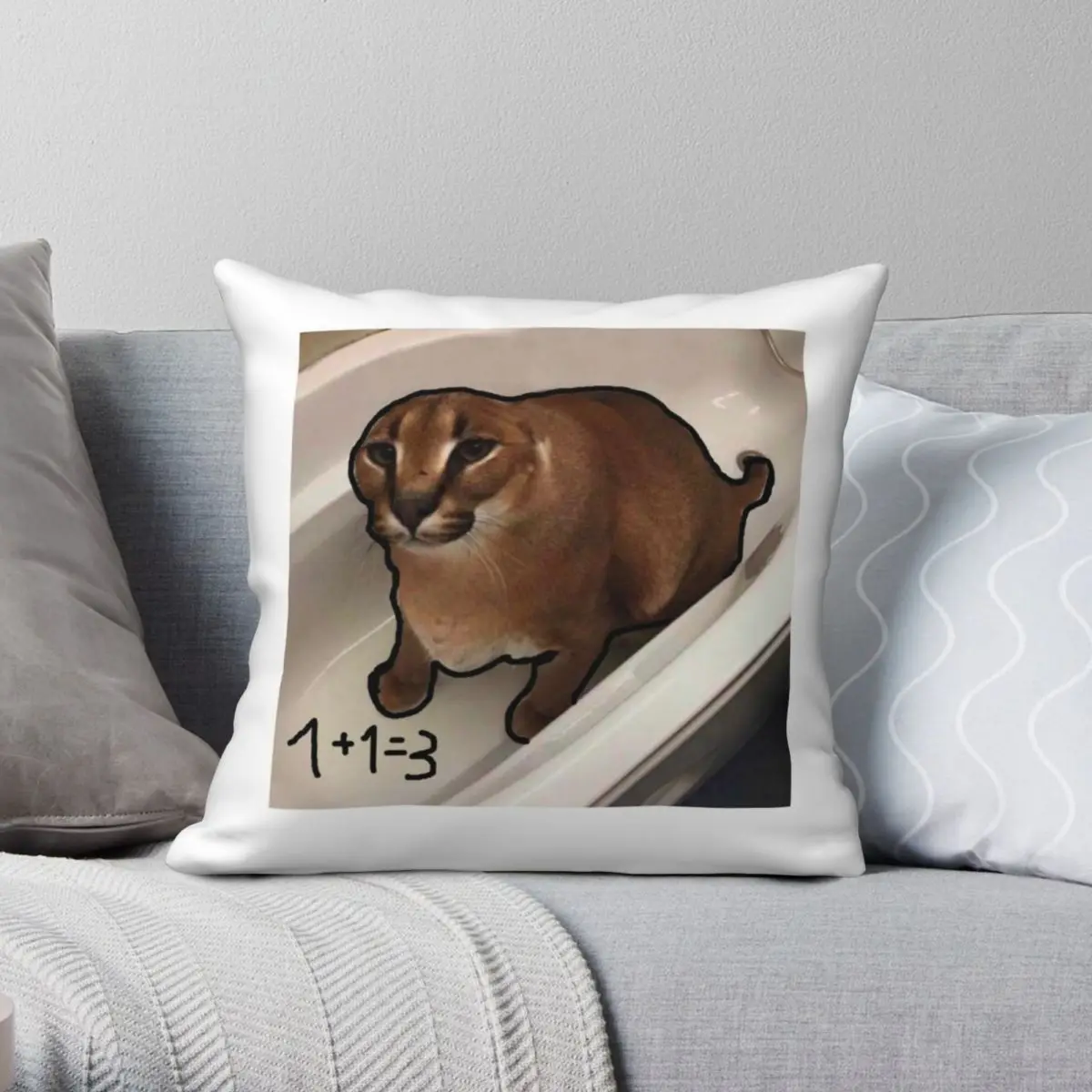 

Квадратная подушка с рисунком кошки FLOPPA, искусственная подушка из полиэстера, льняной бархатной ткани, Декоративная Подушка на молнии, детская подушка, наволочка для автомобиля