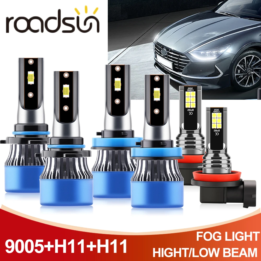 

Светодиодный передний фонарь roadsun 9005 110 Вт 3570 лм H11 6000 CSP чип 2013 K Белый H11 комплект противотуманных фар дальнего и ближнего света для Honda Accord-2015