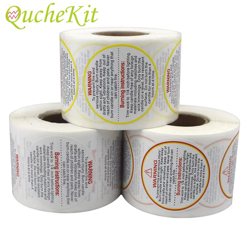 

500PCS Waterproof Candle Warning Stickers Laser Candle Jar Container Strong Wax Melting Safety Adhesive Label Vow Sticker