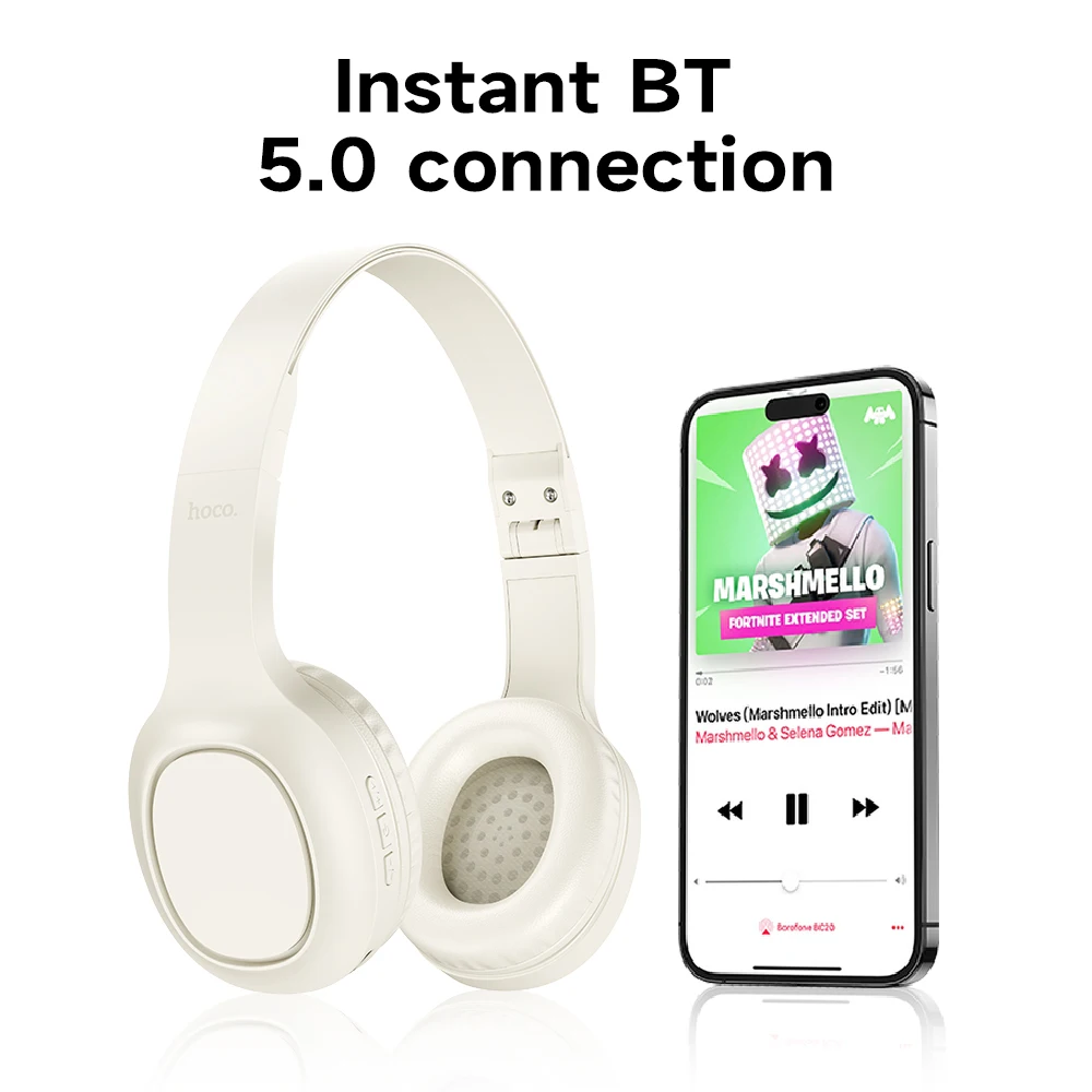 Фото HOCO W46 Беспроводные Bluetooth-наушники 40 мм Динамики Музыкальные наушники для спортивных игр Складной дизайн Портативная накладная гарнитура №5