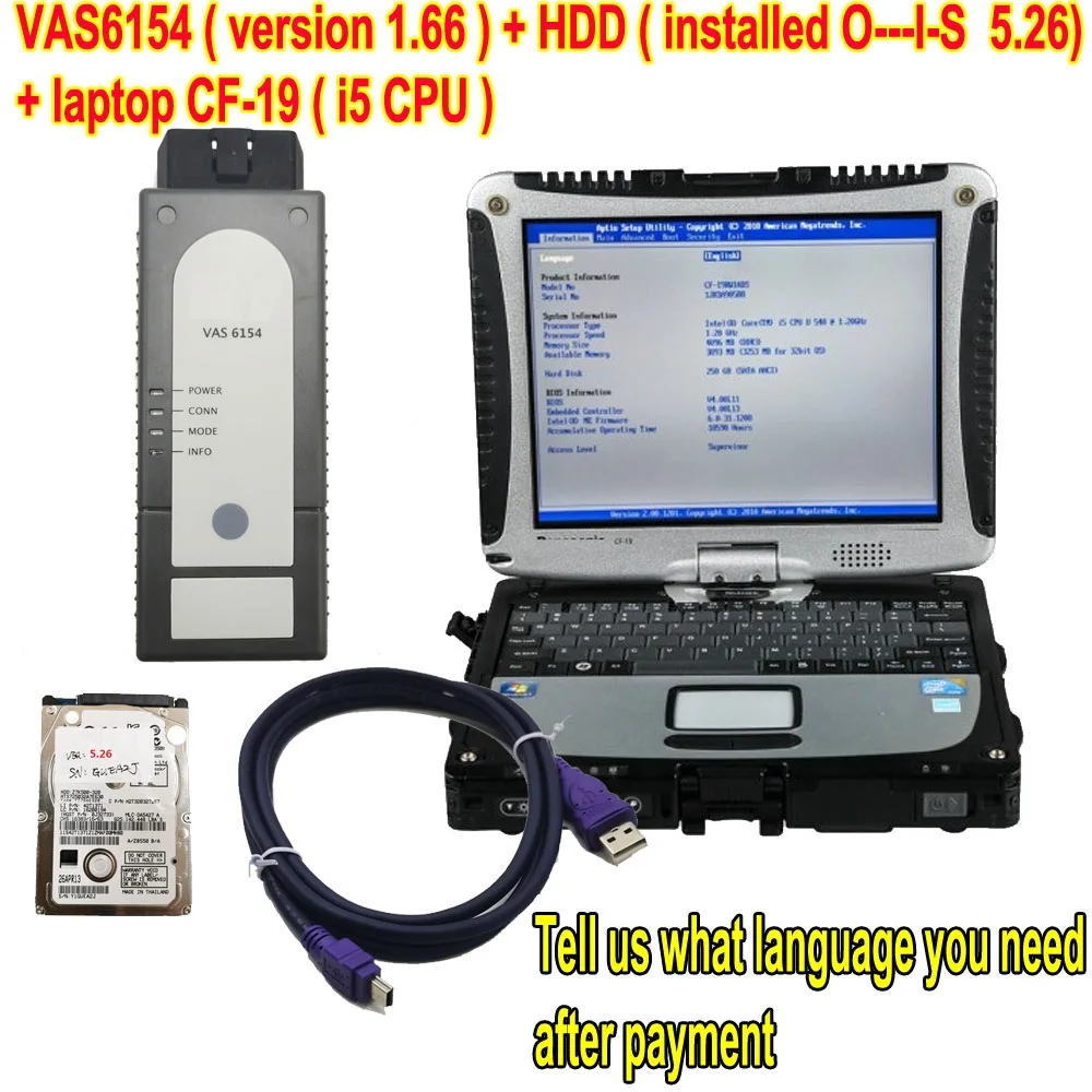 

New V6154 With laptop CF-19 Support DOIP Auto Diagnostic Tool WIFI V1.66 Unlimited Lincens For V-/A-u/di/S-ko/da V6154
