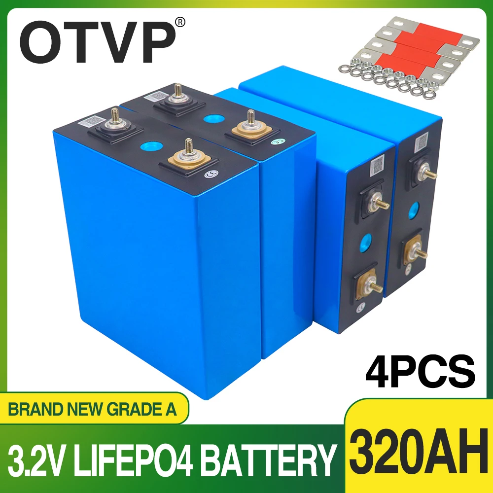 

New 4PCS 3.2V 320Ah Lifepo4 Battery Pack DIY 12V 24V 36V 48V Grade A Lithium Iron Phosphate Cells For Motorhome Yacht Solar