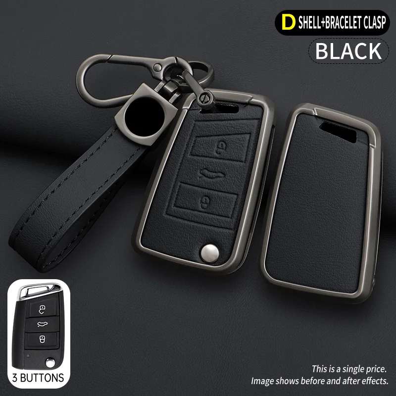 

Кожаный чехол для автомобильного ключа из сплава для VW Volkswagen Golf 7 MK7 Tiguan MK2 для Seat Ateca Leon FR 2 Ibiza Skoda Octavia Kodiaq