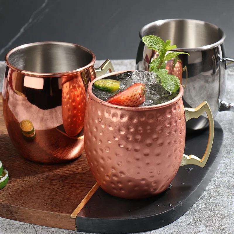

18 Ounces Hammered Copper Plated Moscow Mule Mug Beer 550ml 1/2 Pcs Cup Coffee Cup Mug Copper Plated Canecas Mugs Travel Mug