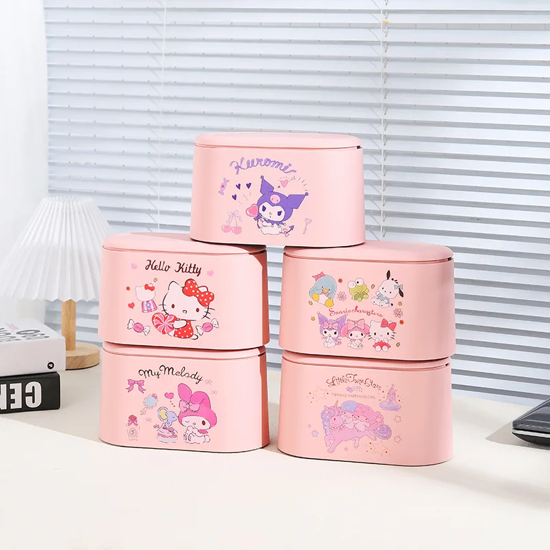 

Большой контейнер для мусора Sanrio Cinnamoroll Mymelody, настольная корзина для мусора с крышкой, подарок для дома, гостиной, спальни
