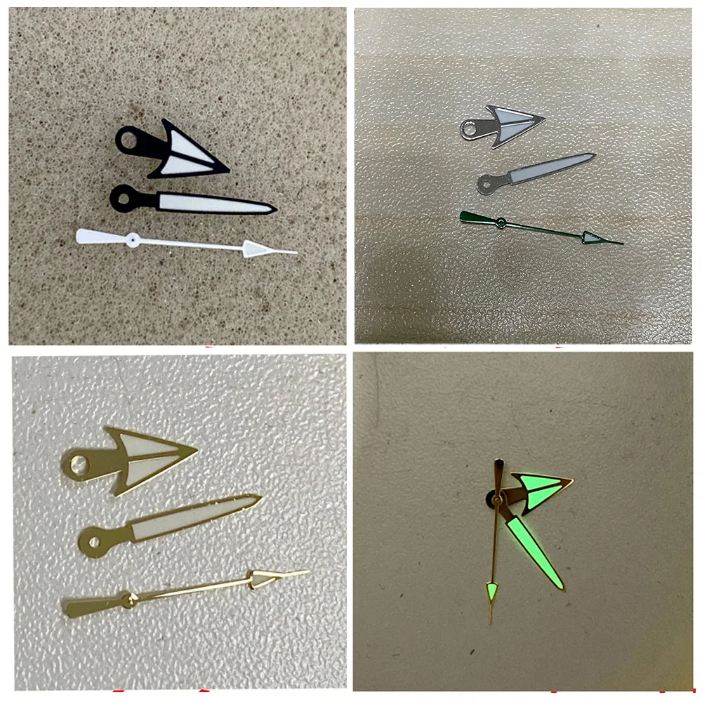 

Золотистые/черные/Серебристые часы с тремя стрелками и зеленым светом для движения NH35/NH36, запасные аксессуары для ремонта