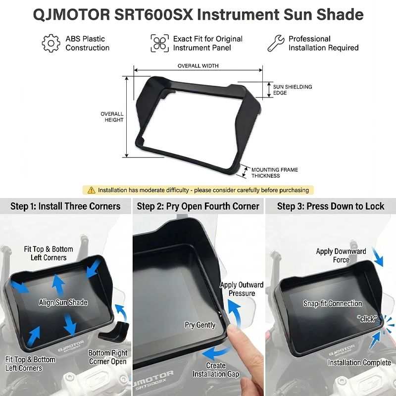 Фото ДЛЯ QJMOTOR SRT 600SX 550SX 800X 900SX SVT 650 TRK 902X Солнцезащитный козырек Экран приборов Солнцезащитный козырек Защита приборной панели №4