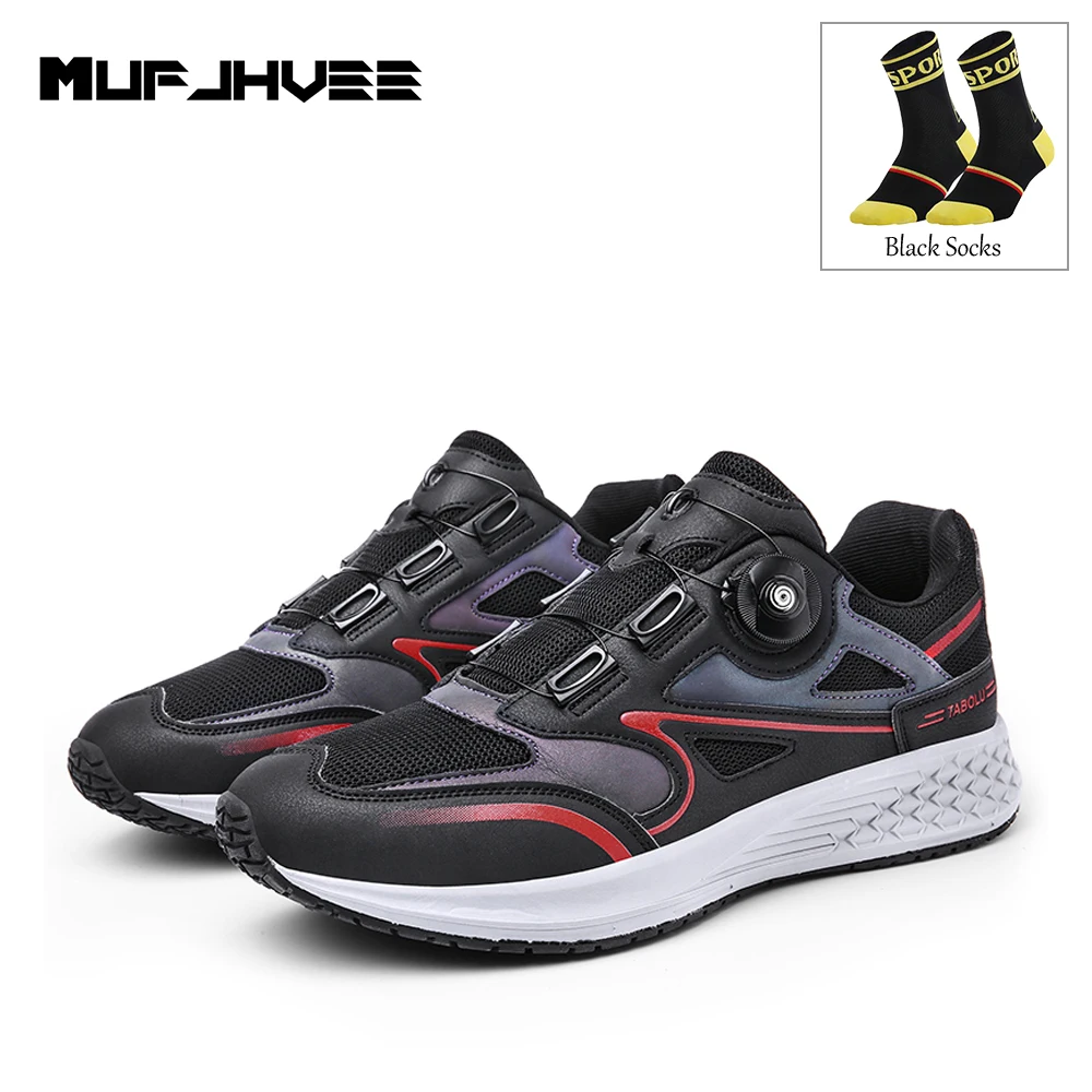 Unisex Leisure Cycling Shoes For Men Breathable Self-Locking Racing Bicycle Sneakers Add Socks Non-Slip Mountain Bike Flat Shoes