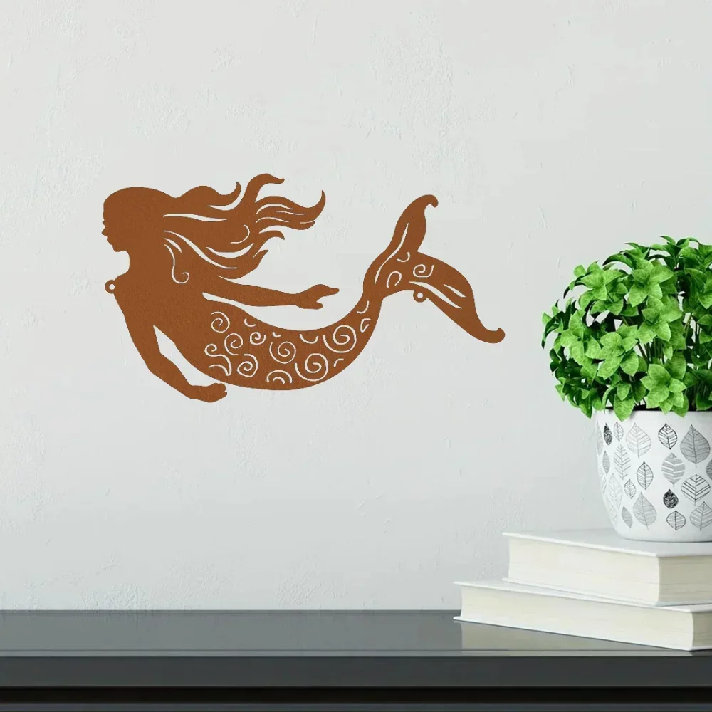 Настенное искусство Русалка в деревенском металле — уникальное изготовление