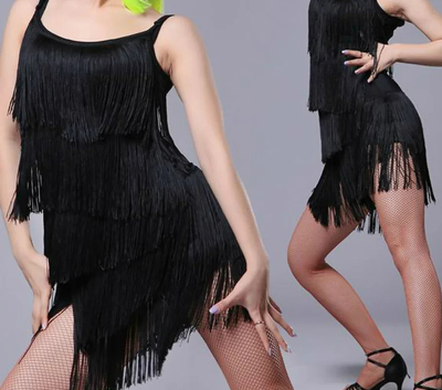 Женское современное платье для бальных танцев латиноамериканских с бахромой