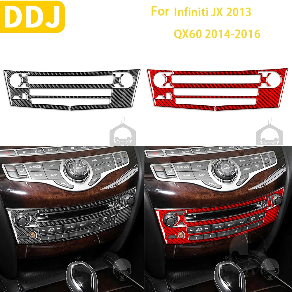 

For Infiniti JX 2013 QX60 2014 2015 2016 Car Accessories Interior Carbon Fiber Radio CD Control Panel Trim Sticker Decoration