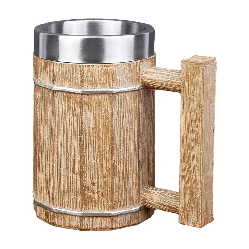 

Пивная кружка в деревянном корпусе из нержавеющей стали с двойными стенками, Экологически чистая, 600 мл, ручная работа, для кофе, вина, виски, коктейля, подарок для мужчин