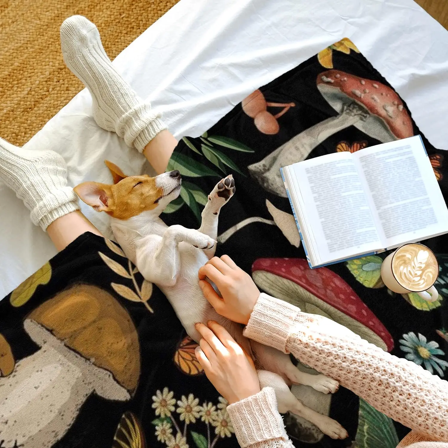 Фланелевое флисовое покрывало в виде грибов и лягушек легкий милый уютный