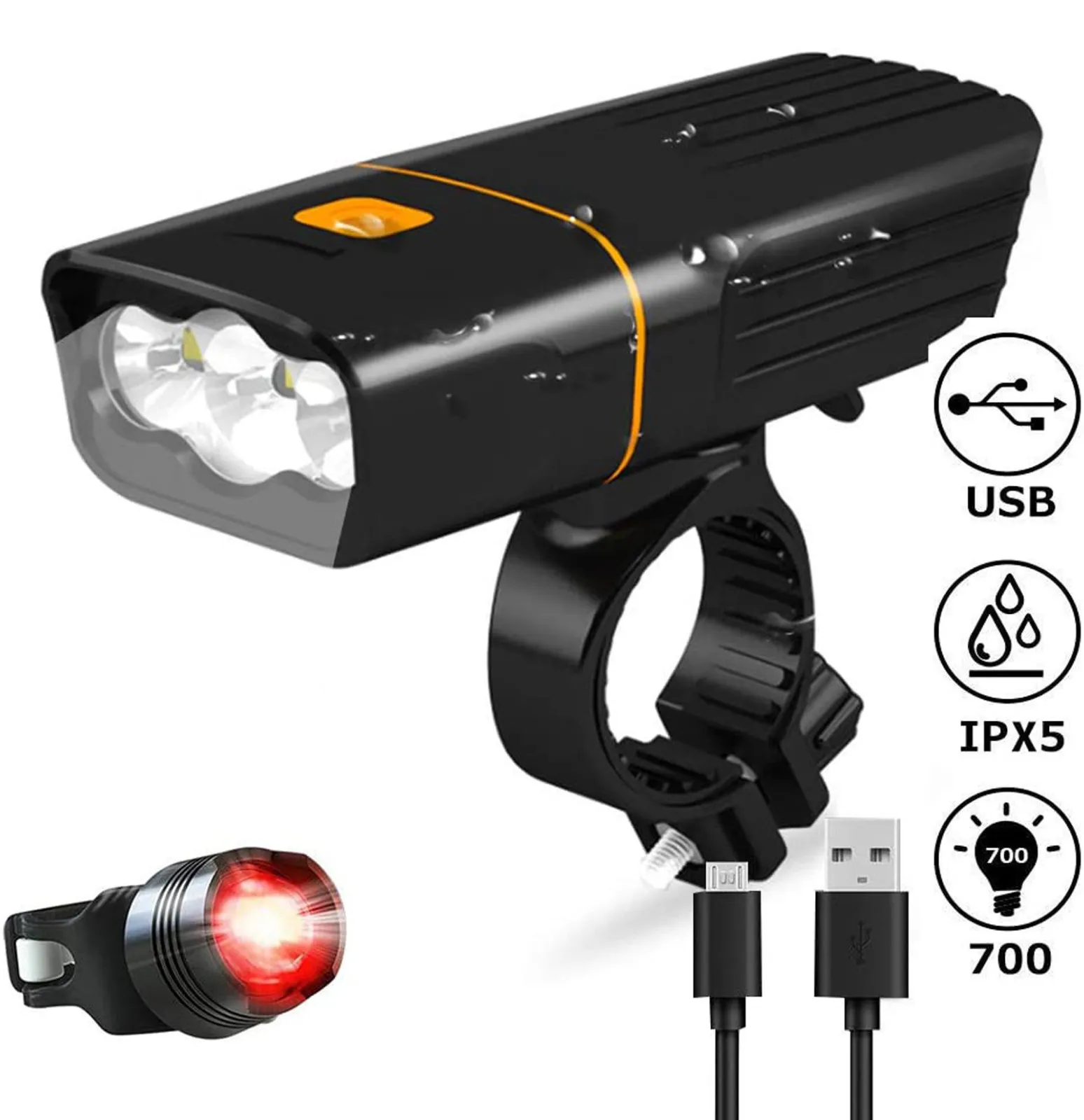 

Flashlight For Bicycle Front Headlight And Rear Taillight Bike Light Set Mtb Mountain Bike Lanterns Multi-Functional Power Bank