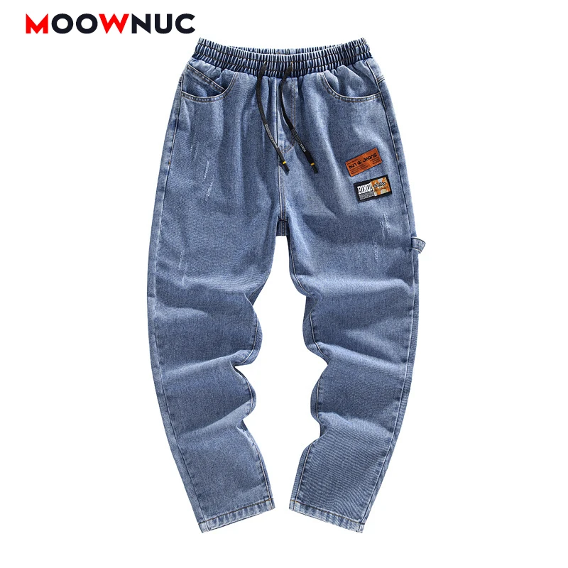 Demin Trousers New Men Casual Pants Cargo Jeans Spring Men's Clothing 2022 Autumn Sweatpant Slim Straight Loose Youth MOOWNUC
