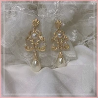 palace vintage earrings frosted antique gold color earrings lady tea party ladies earring for women luxury